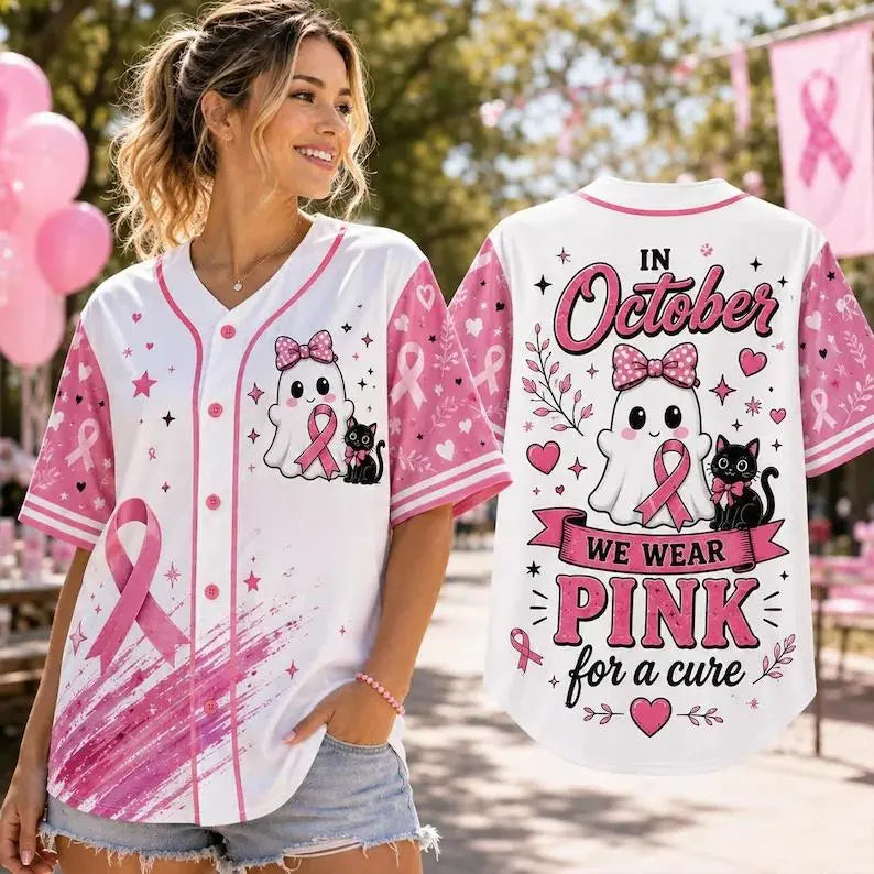 In October We Wear Pink For A Cure Baseball Jersey