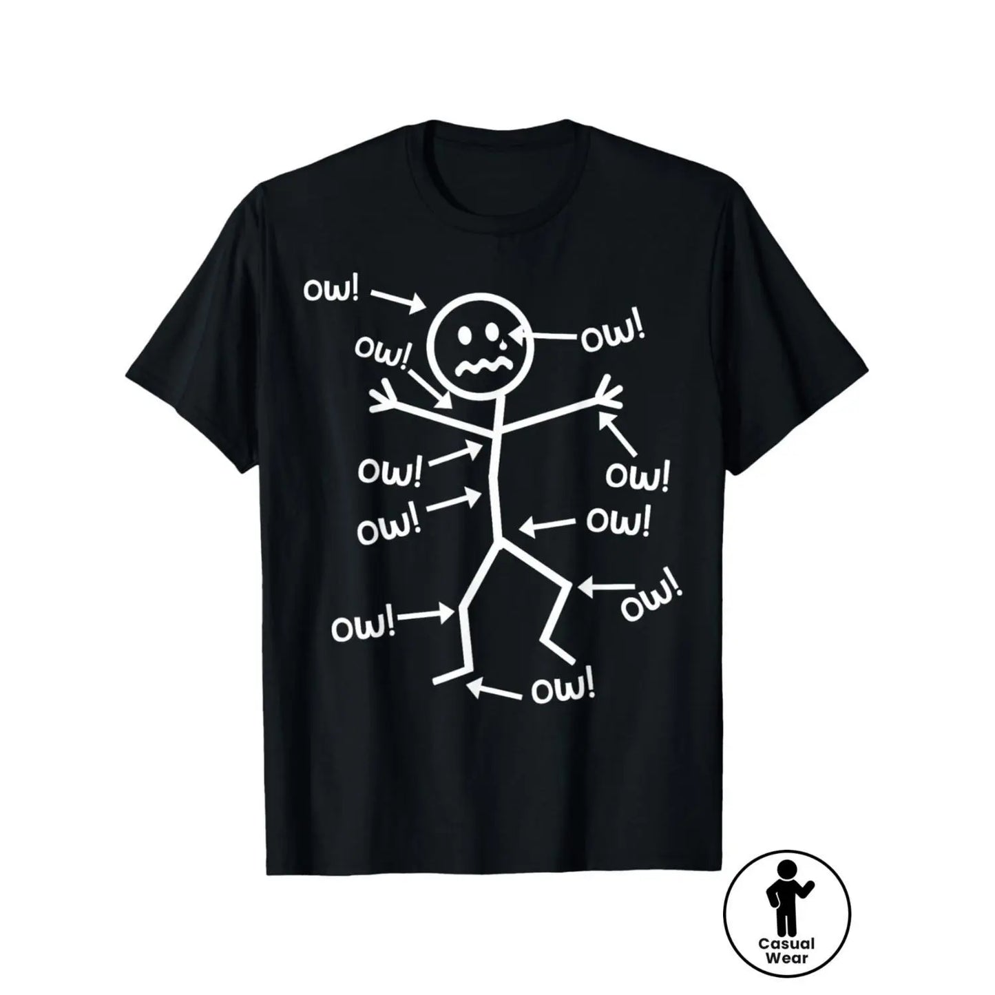 Humorous Chronic Pain Awareness Ow Ow Ow Stick Figure Funny T-Shirt / Sweatshirt / Hoodie