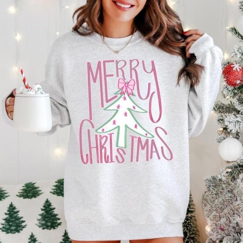 Preppy Merry Christmas Trendy Women's Holiday T-Shirt / Sweatshirt / Hoodie