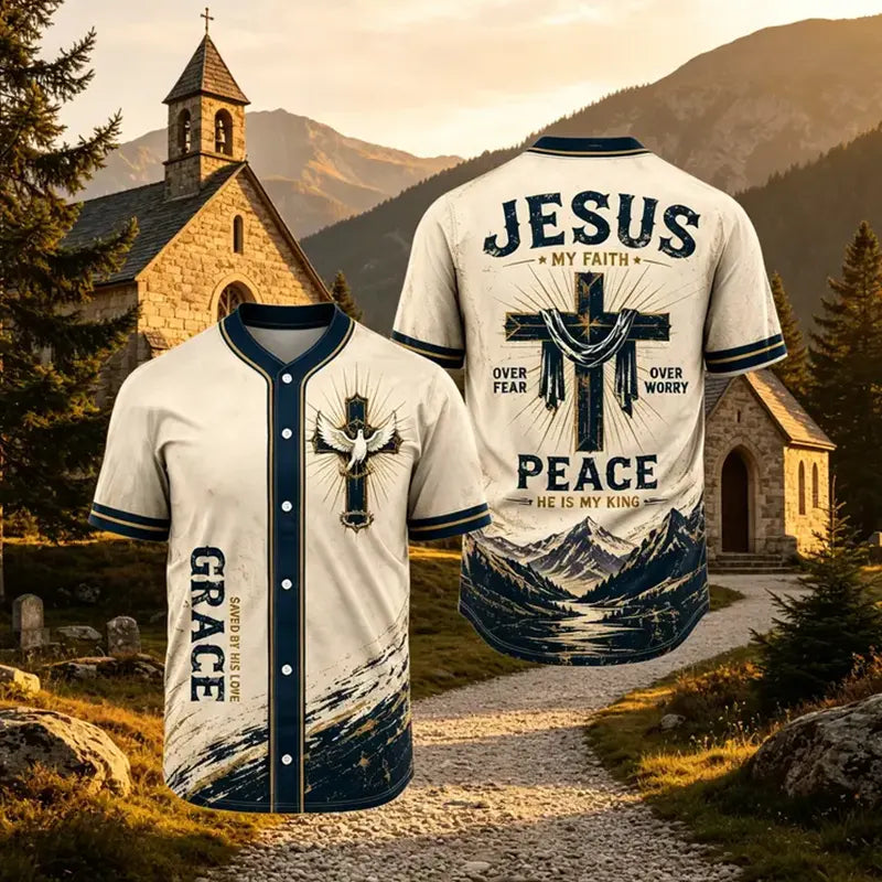 Jesus My Faith My Peace Button-Up Shirt