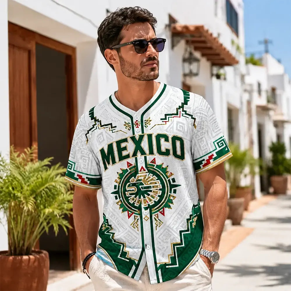 Mexico Pride Green White Heritage Button-Up Shirt