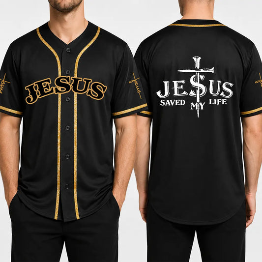 Jesus Is My Life Sword Cross Button-Up Shirt