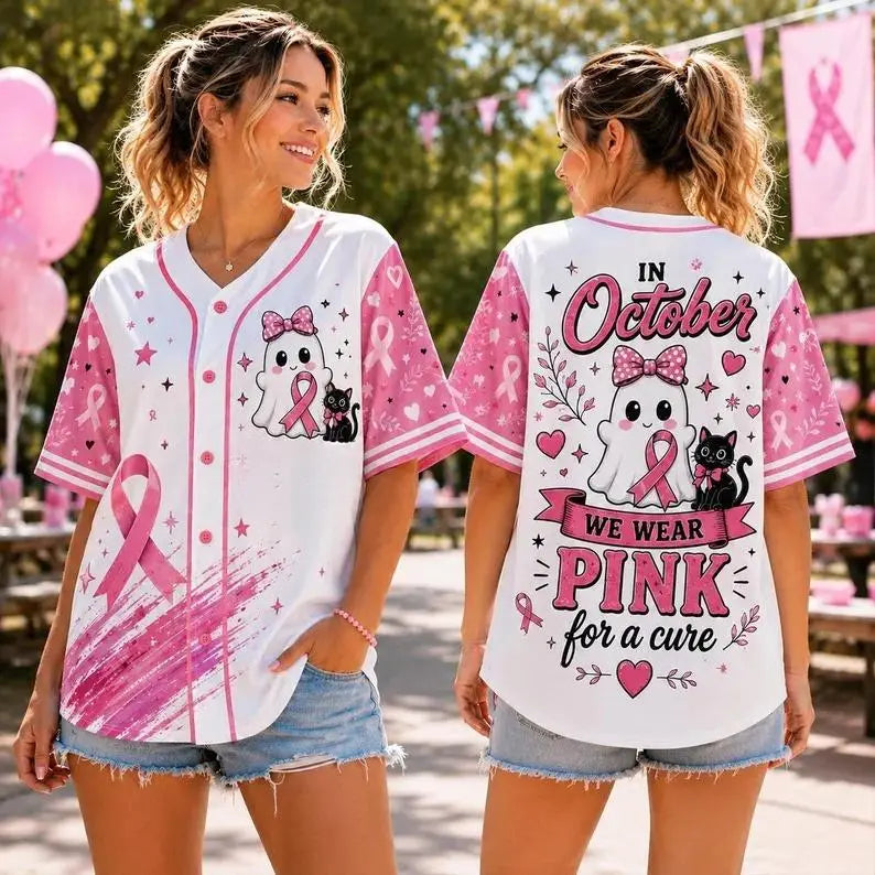 In October We Wear Pink For A Cure Baseball Jersey