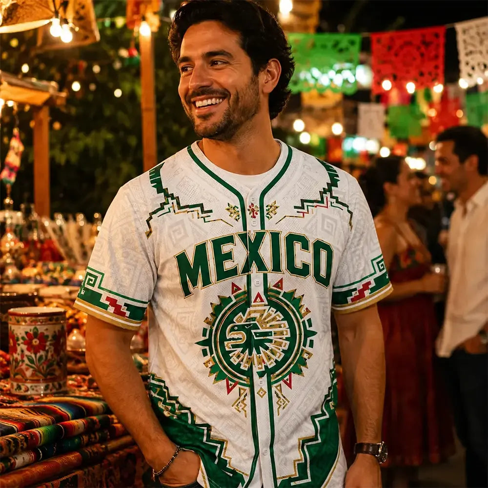 Mexico Pride Green White Heritage Button-Up Shirt