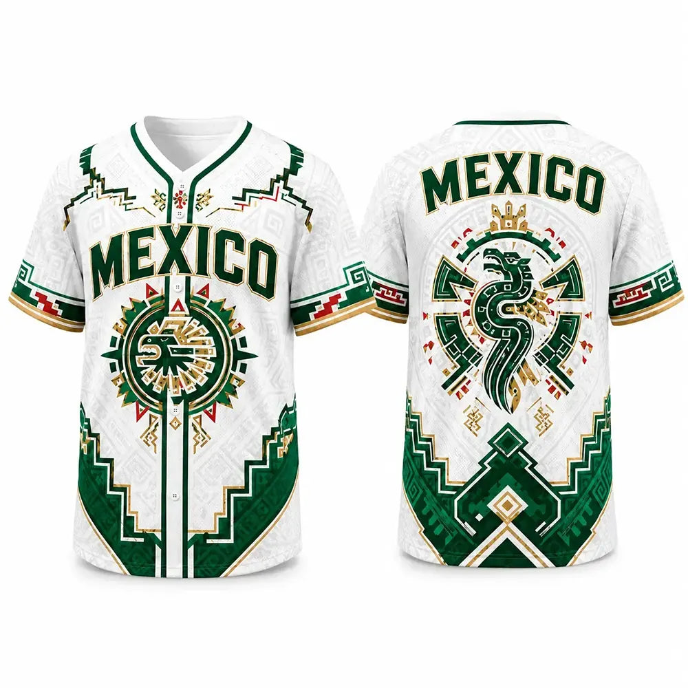 Mexico Pride Green White Heritage Button-Up Shirt