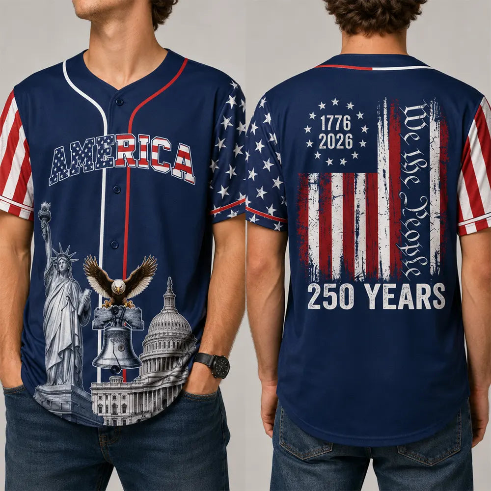 USA 250 Years Semiquincentennial Patriotic Button-Up Shirt