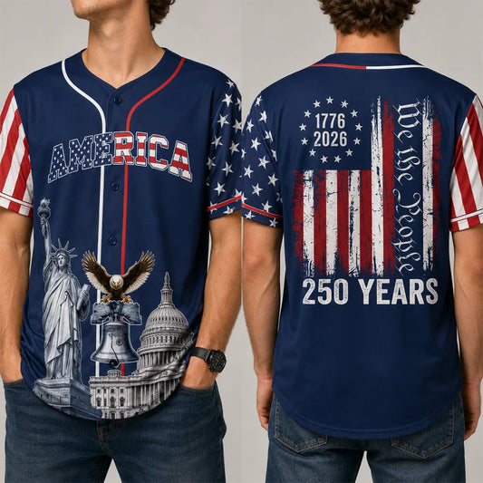 USA 250 Years Semiquincentennial Patriotic Button-Up Shirt