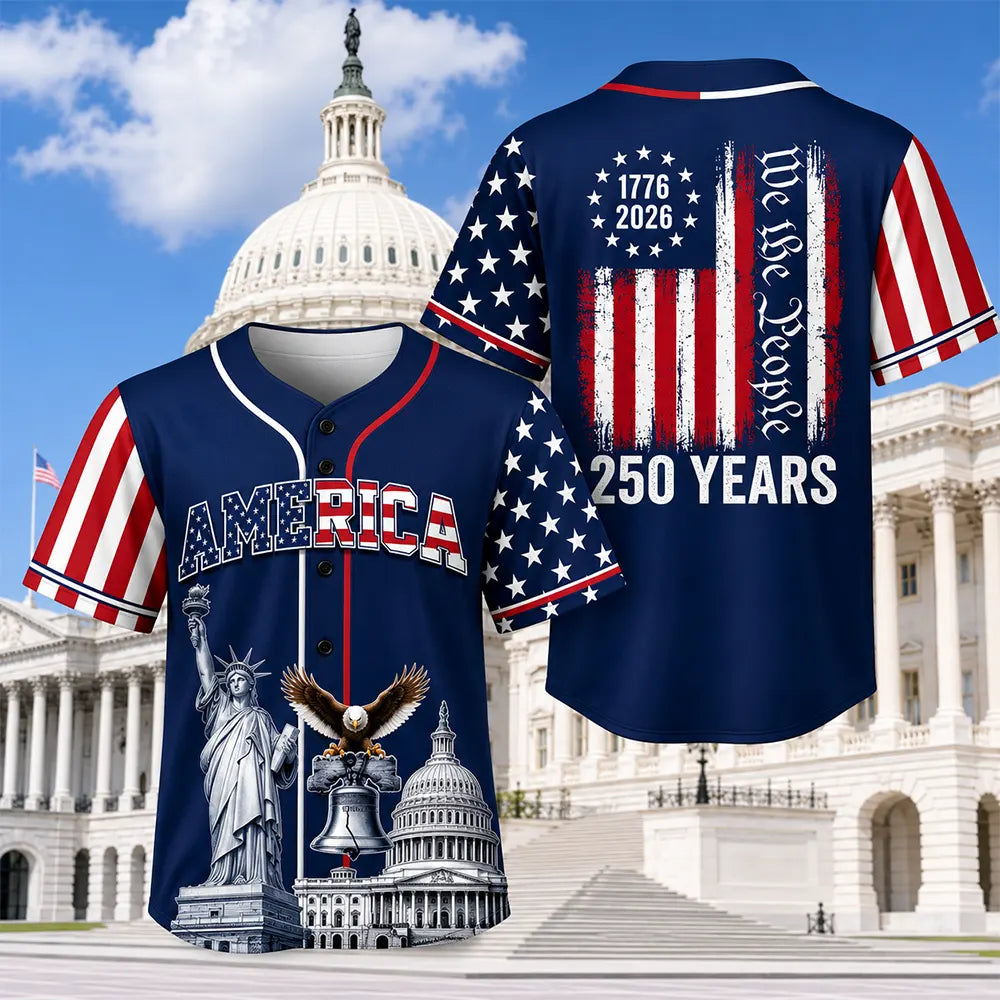 USA 250 Years Semiquincentennial Patriotic Button-Up Shirt