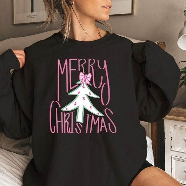 Preppy Merry Christmas Trendy Women's Holiday T-Shirt / Sweatshirt / Hoodie