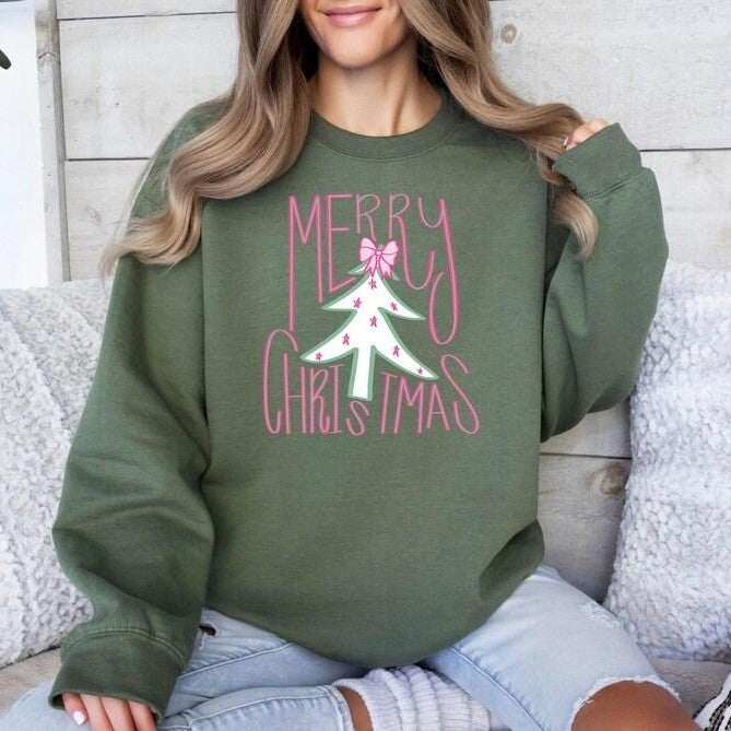 Preppy Merry Christmas Trendy Women's Holiday T-Shirt / Sweatshirt / Hoodie