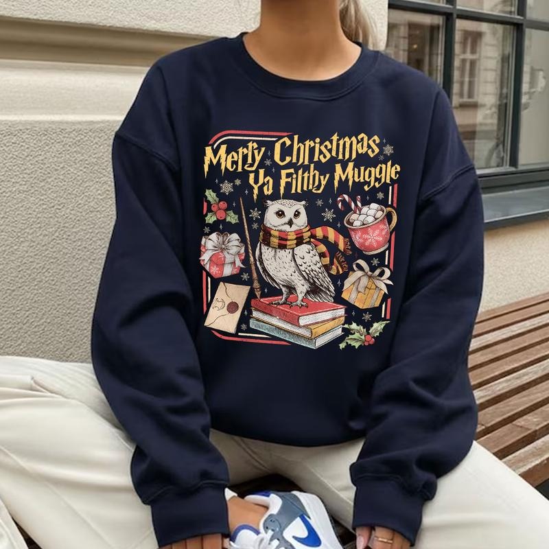Merry Christmas Ya Filthy Muggle Wizard Holiday Owl T-Shirt / Sweatshirt / Hoodie