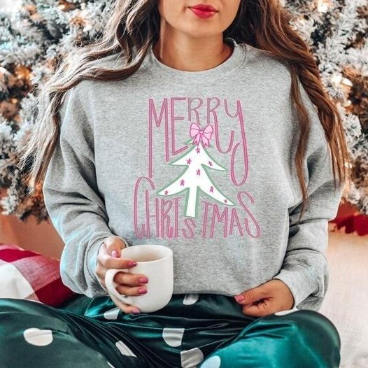 Preppy Merry Christmas Trendy Women's Holiday T-Shirt / Sweatshirt / Hoodie