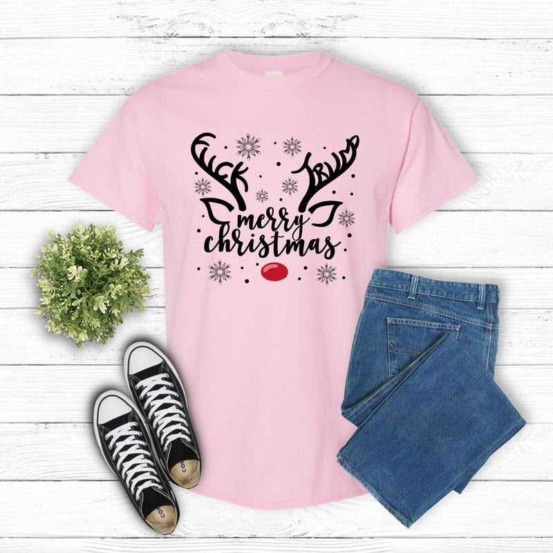 Subtle Christmas Reindeer Shirt Funny Hidden Message  T-Shirt / Sweatshirt / Hoodie