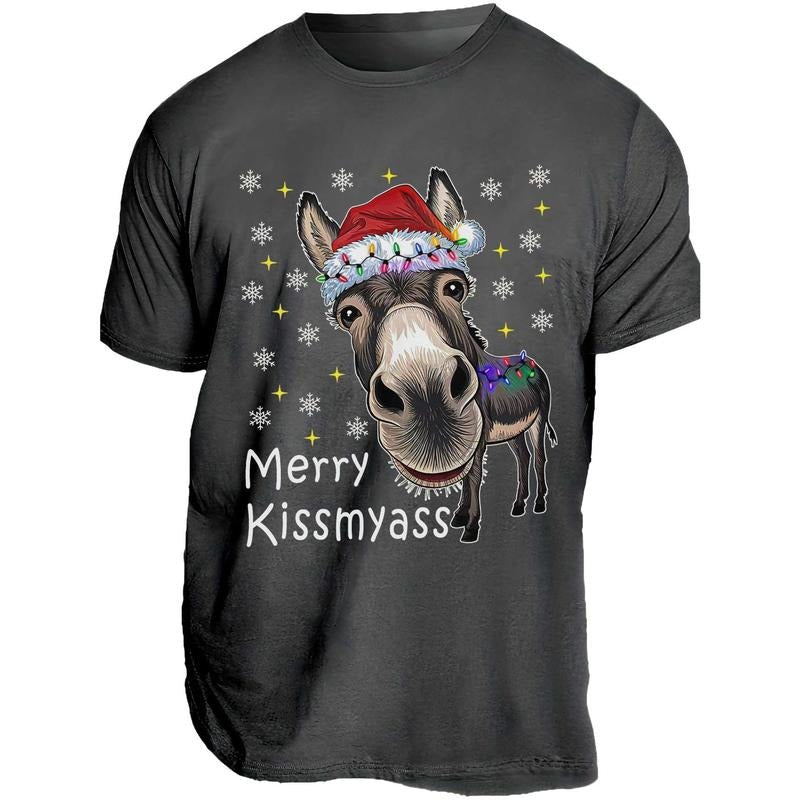 Funny Donkey Santa Hat And MERRY KISSMYASS Christmas Unisex T-Shirt / Sweatshirt / Hoodie
