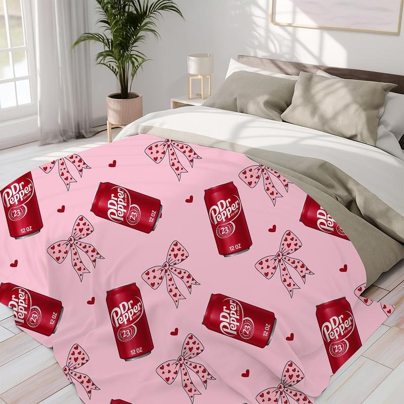 Dr Pepper Original Flavor Pink Bows With Red Hearts Blanket