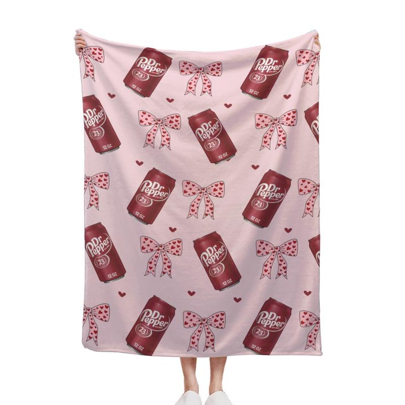 Dr Pepper Original Flavor Pink Bows With Red Hearts Blanket
