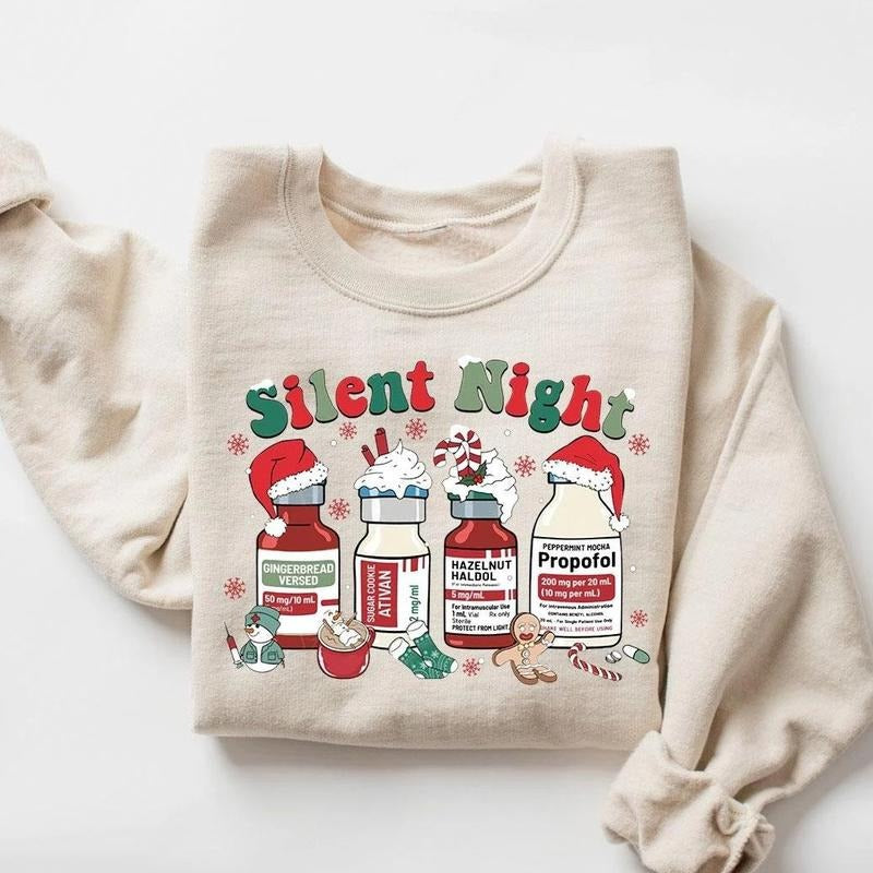 Silent Night Christmas Nurse Medical Holiday ICU T-Shirt / Sweatshirt / Hoodie