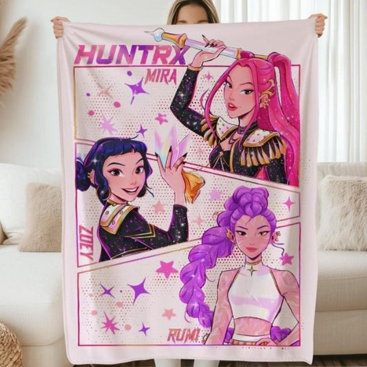 Kpop Demon Hunter Cute Huntrix Mira Rumi Joey Blanket