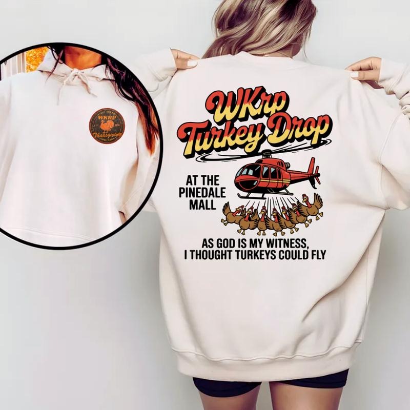 WKRP Turkey Drop Funny Vintage Thanksgiving Graphic T-Shirt / Sweatshirt / Hoodie