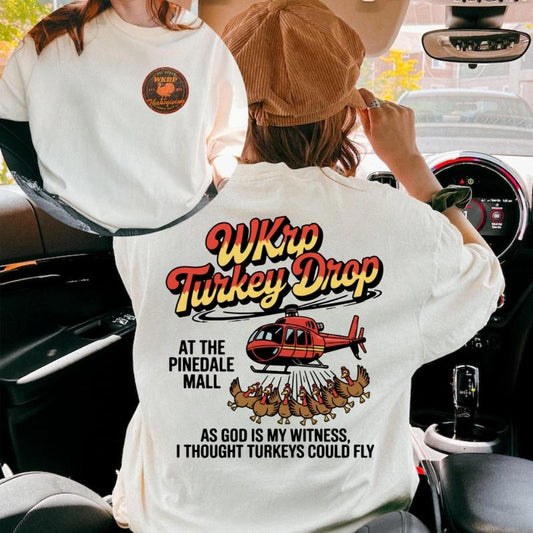 WKRP Turkey Drop Funny Vintage Thanksgiving Graphic T-Shirt / Sweatshirt / Hoodie