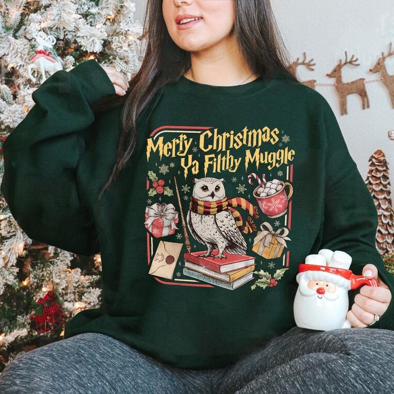 Merry Christmas Ya Filthy Muggle Wizard Holiday Owl T-Shirt / Sweatshirt / Hoodie