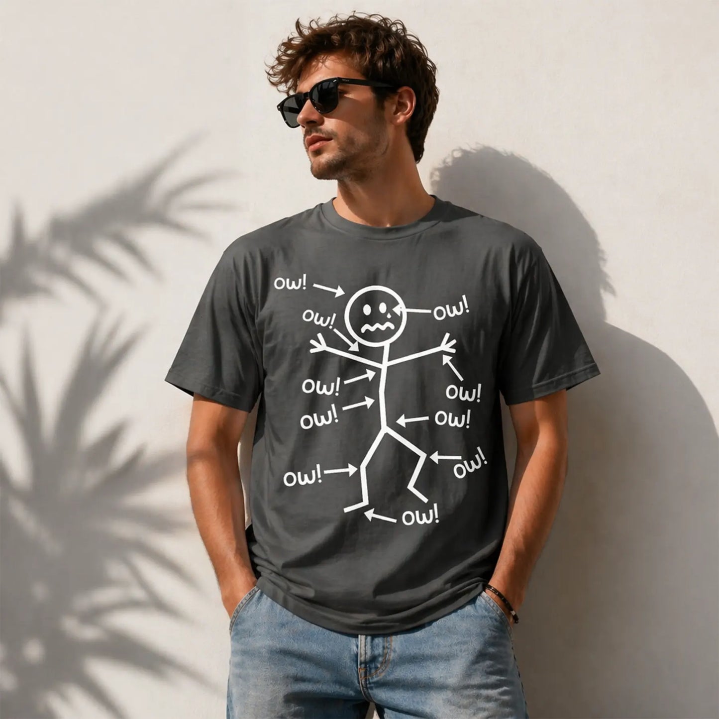 Humorous Chronic Pain Awareness Ow Ow Ow Stick Figure Funny T-Shirt / Sweatshirt / Hoodie