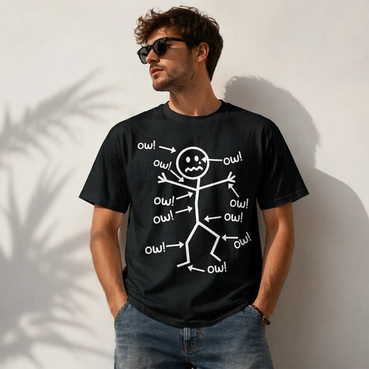 Humorous Chronic Pain Awareness Ow Ow Ow Stick Figure Funny T-Shirt / Sweatshirt / Hoodie