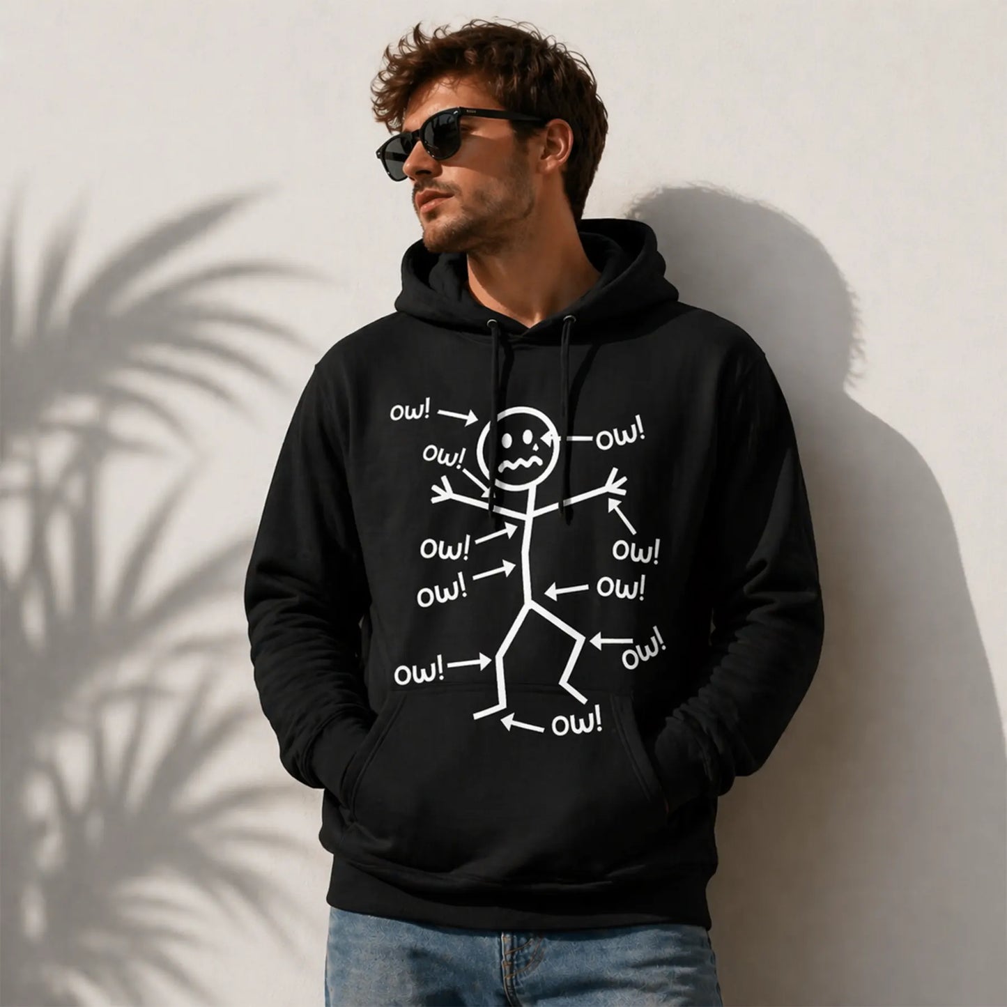 Humorous Chronic Pain Awareness Ow Ow Ow Stick Figure Funny T-Shirt / Sweatshirt / Hoodie